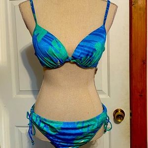 Athena Bikini Swimsuit in Tropical Turquoise and Emerald Green Colors